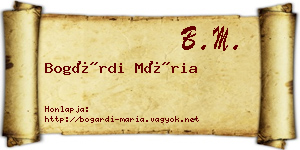 Bogárdi Mária névjegykártya